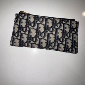Dior Black and Cream Canvas Pouch